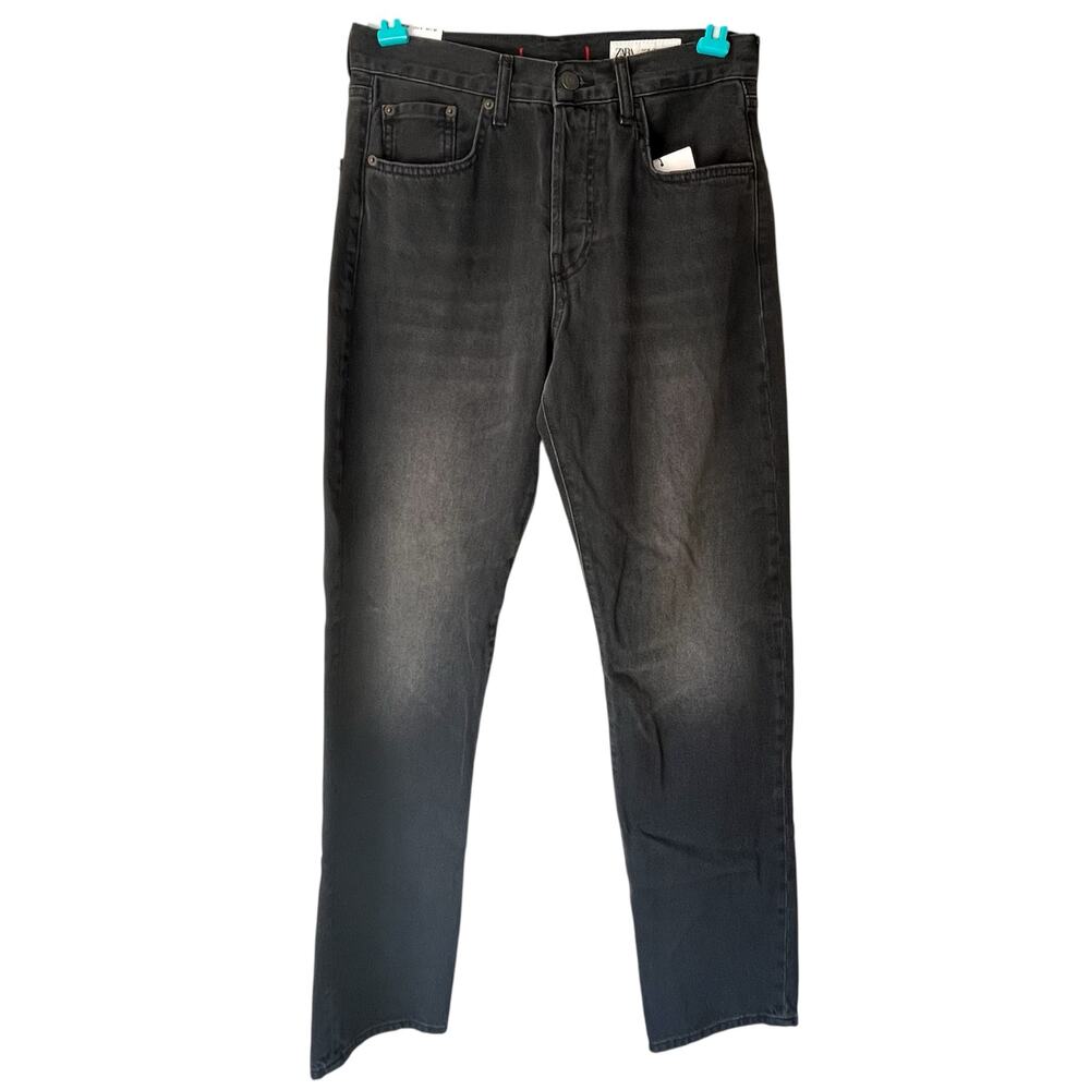 NWT! Zara Straight Leg Dark Gray High Rise Jean Size 4